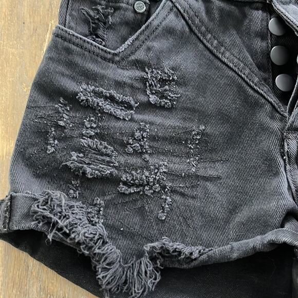 One X OneTeaspoon Black Hawks Denim Shorts Size 24 - Picture 7 of 11